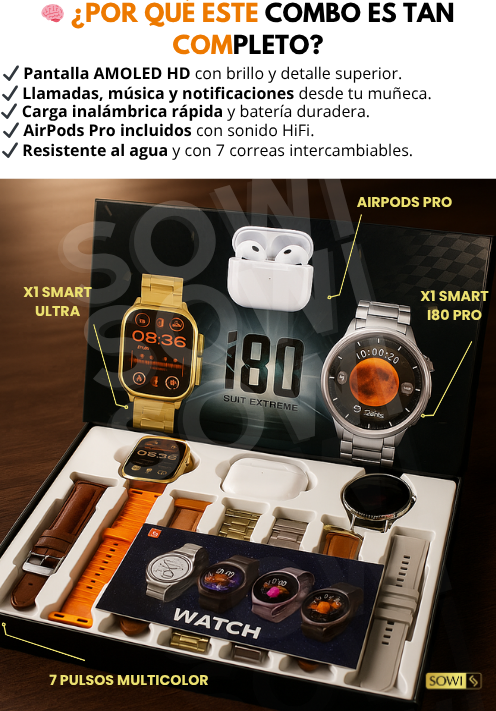 11 EN 1 COMBO X2 RELOJES+AIRPODS+7 PULSOS😍
