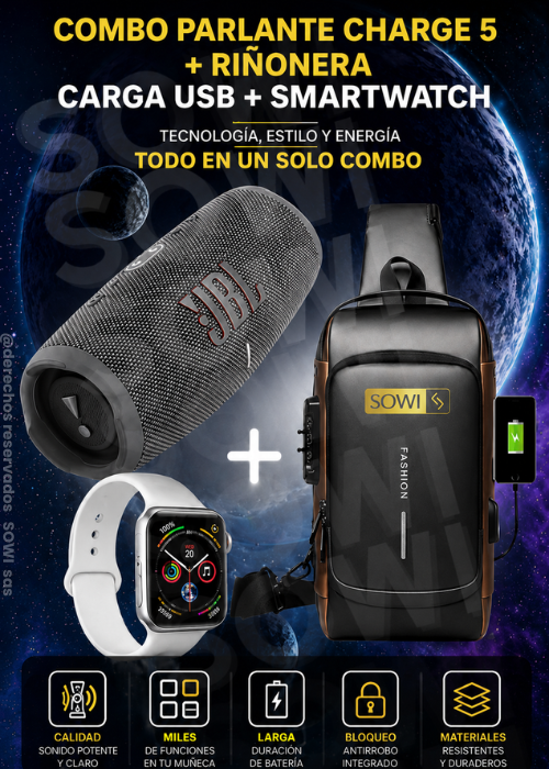 😍 COMBO PARLANTE JBL + RIÑONERA ANTIRROBO + SMARTWATCH  OBSEQUIO😍