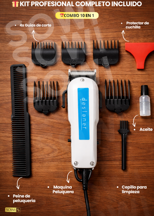 ✂️ Kit de Barbería 9 en 1: Máquina de Corte + Afeitadora 3 en 1 + Accesorios