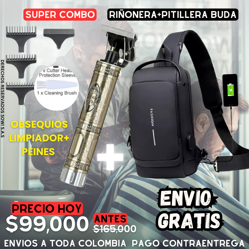 COMBO RIÑONERA IMPERMEABLE  USB + BARBERA-PATILLERA+GUIAS OBSEQUIO😍®