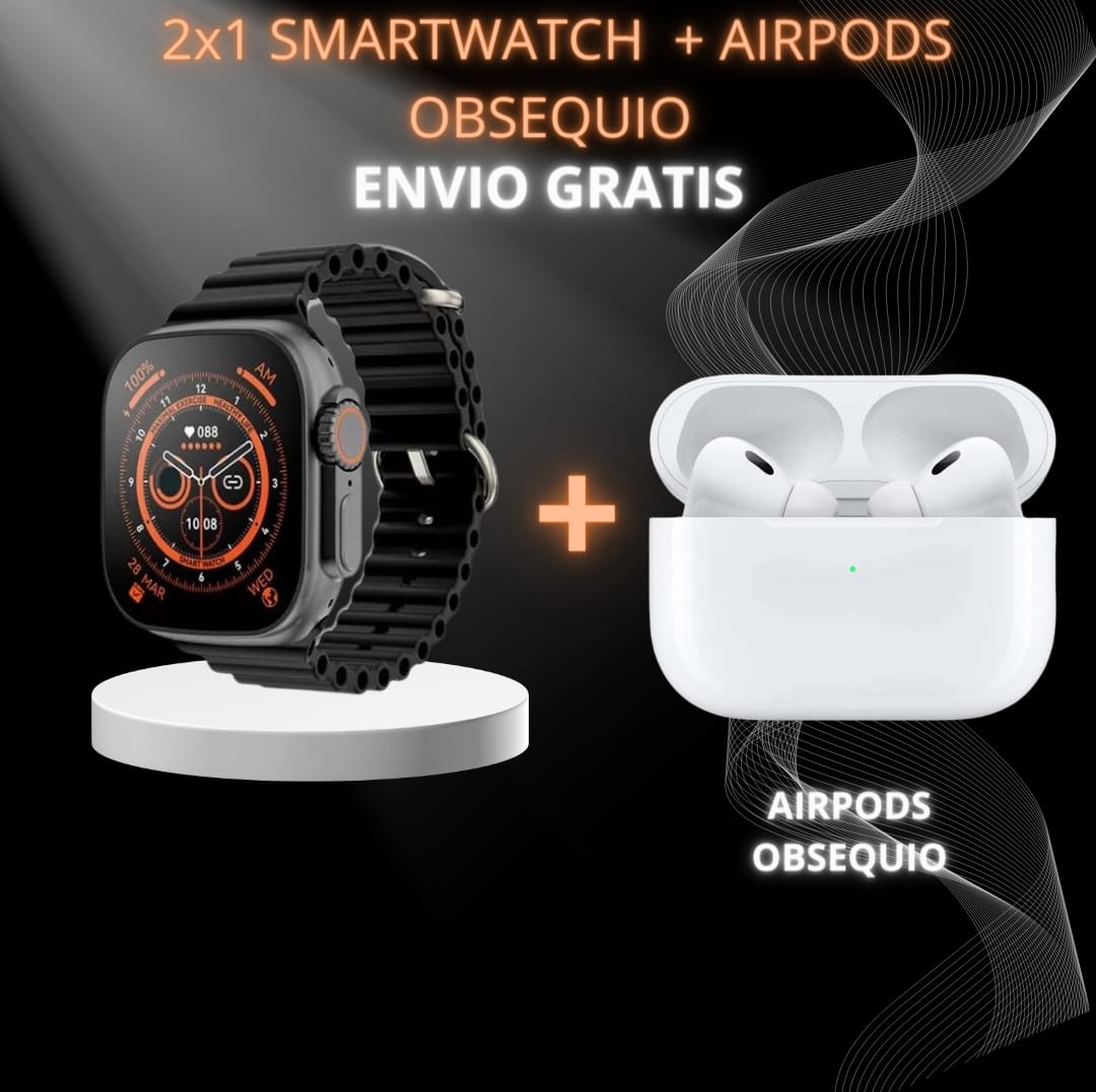 Combo Maleta Antirrobo Usb+ Reloj Inteligente+Termo Inteligente+ AirPods Obsequio®🎁