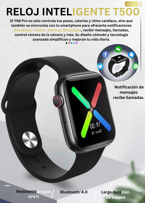 COMBO SMARTWATCH  T500  +TERMO INTELIGENTE+AUDIFONOS F9♥️