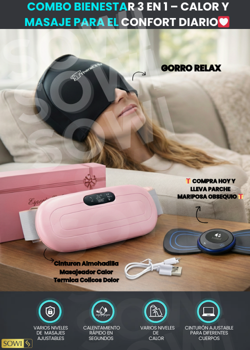Combo Bienestar 3 en 1 – Calor y Masaje para el Confort Diario🥰