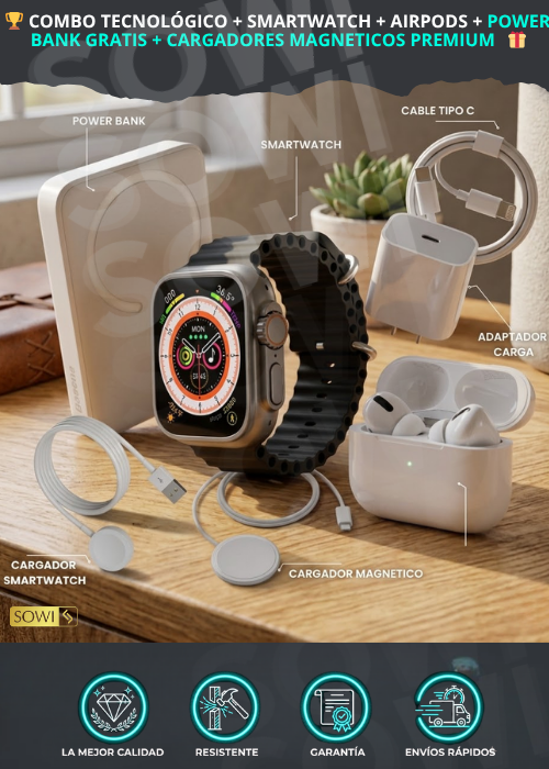 SMARTWATCH X8 UNIQUECON  CON  AIRPODS +POWER BANK +ETC😍
