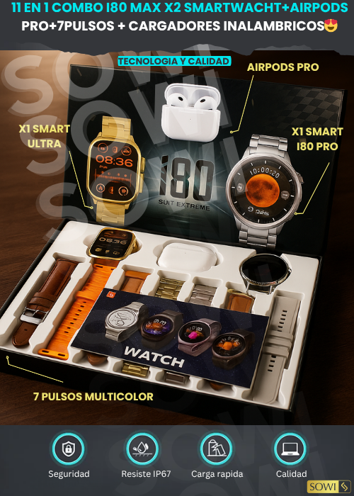 11 EN 1 COMBO X2 RELOJES+AIRPODS+7 PULSOS😍